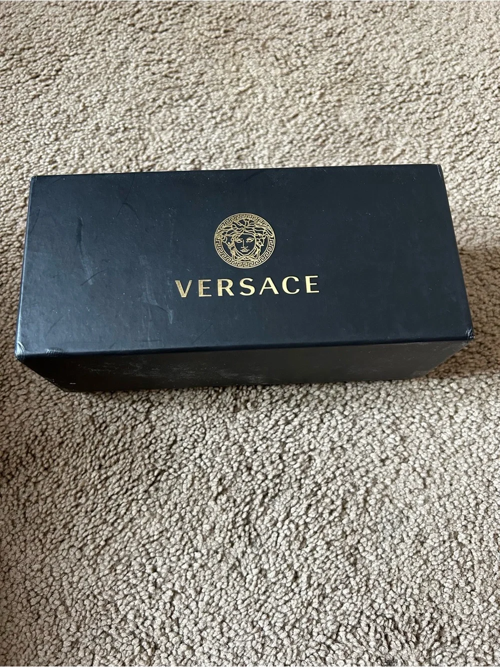 Versace Gray Sunglasses with Gold Medusa Accents